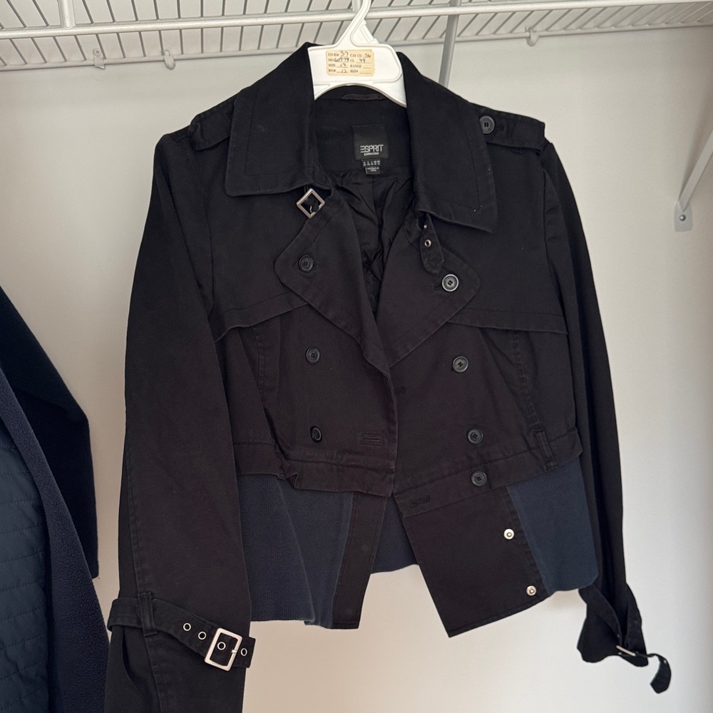 Esprit Black Double-Breasted Trench Coat